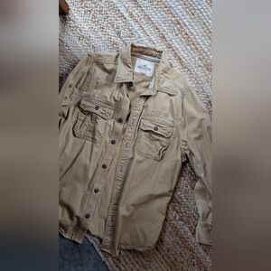 Hollister Tan Button-Front Utility Shirt